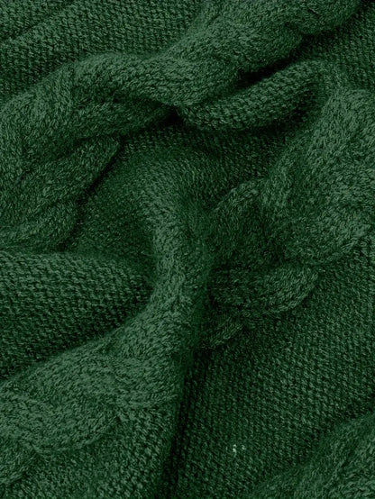 Chunky Cable Knit Turtleneck Sweater – Oversized Long Pullover