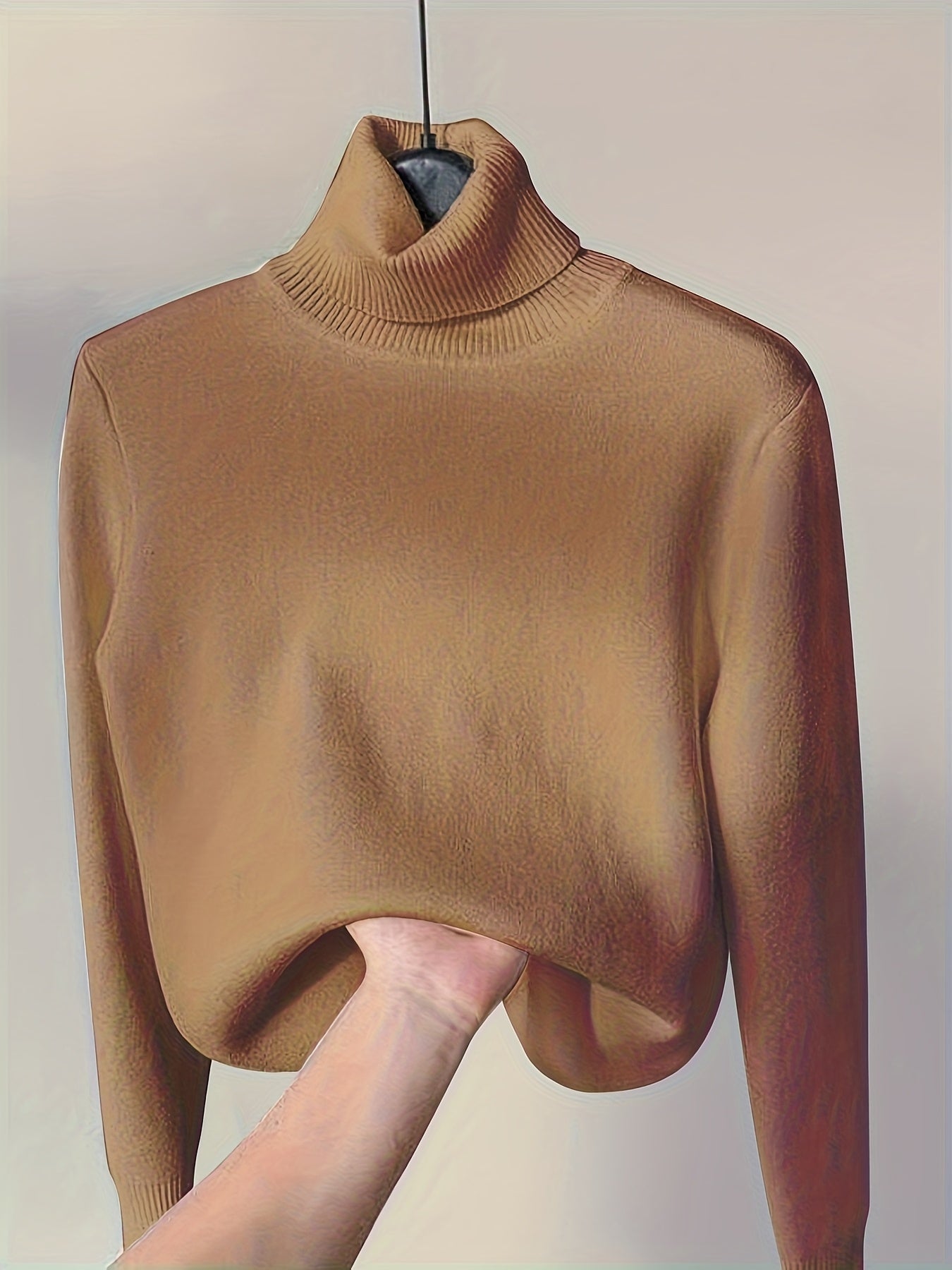 Fleece Lined Turtleneck Sweater – Slim Fit Knit Pullover