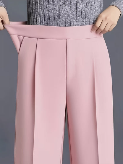 Wide-Leg Dress Pants – High-Waisted Tailored Trousers with Pockets