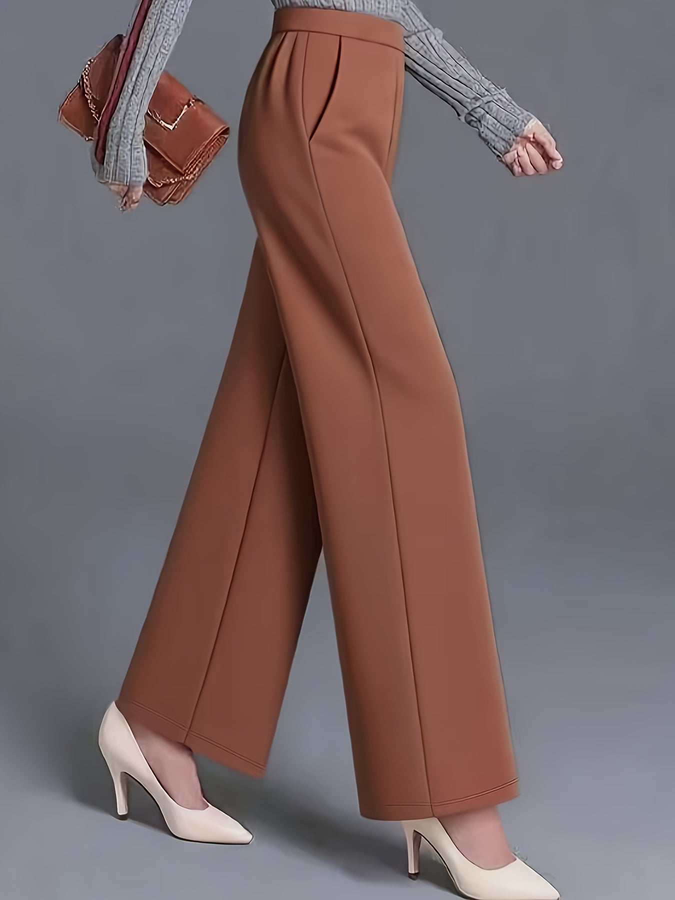 Wide-Leg Dress Pants – High-Waisted Tailored Trousers with Pockets