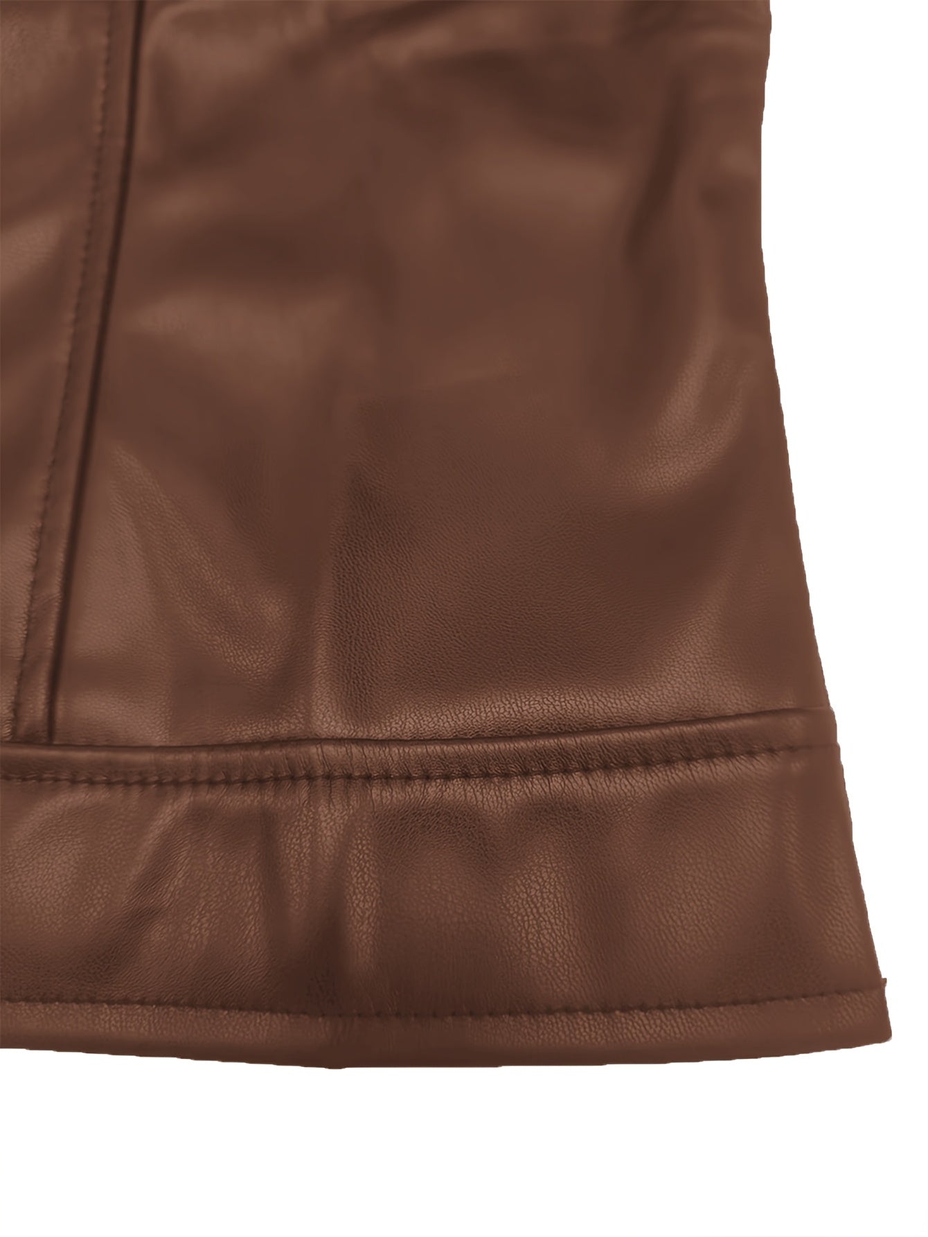 Faux Leather Cropped Moto Jacket – Stand Collar Zip-Up