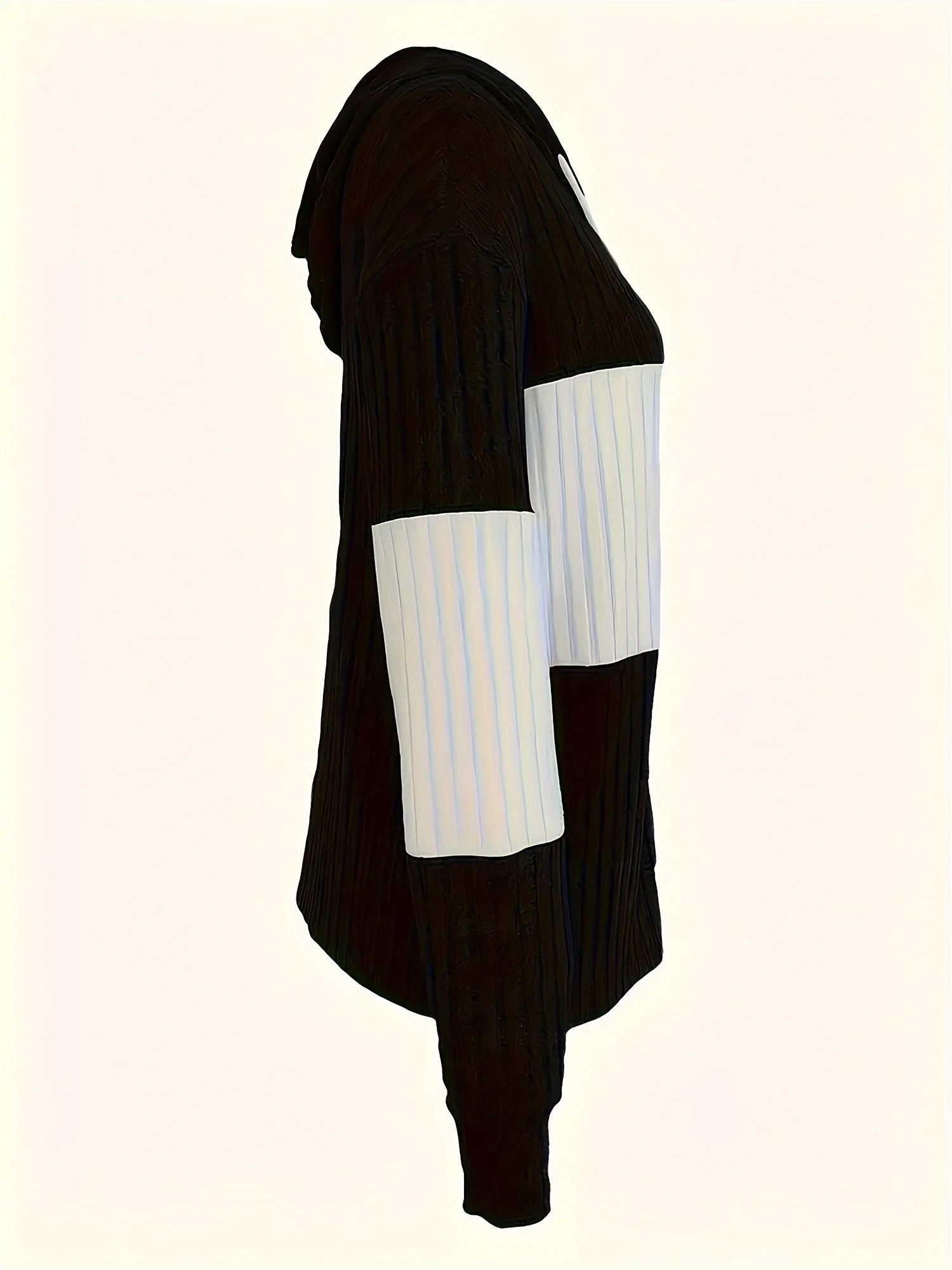Colour Block Zip-Up Hoodie Jacket – Ribbed Knit Long Sleeve