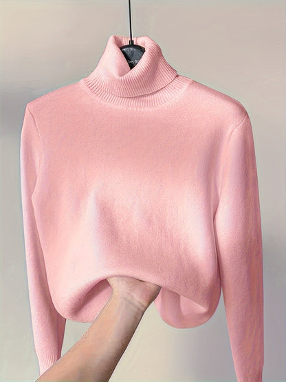 Fleece Lined Turtleneck Sweater – Slim Fit Knit Pullover
