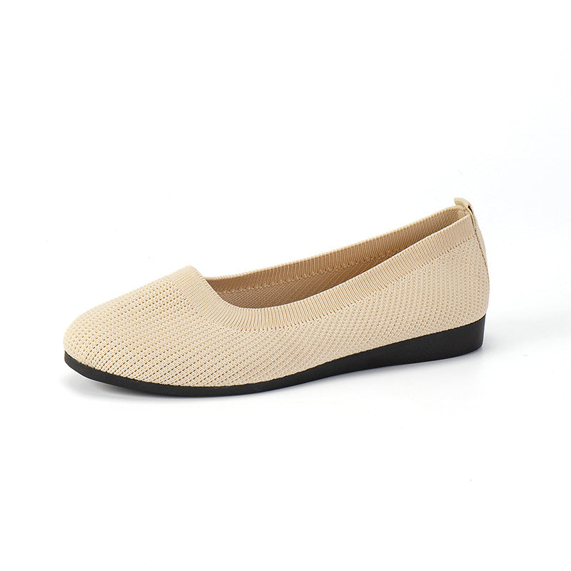Knit Slip-On Ballet Flats – Round Toe Cushioned Everyday Flats