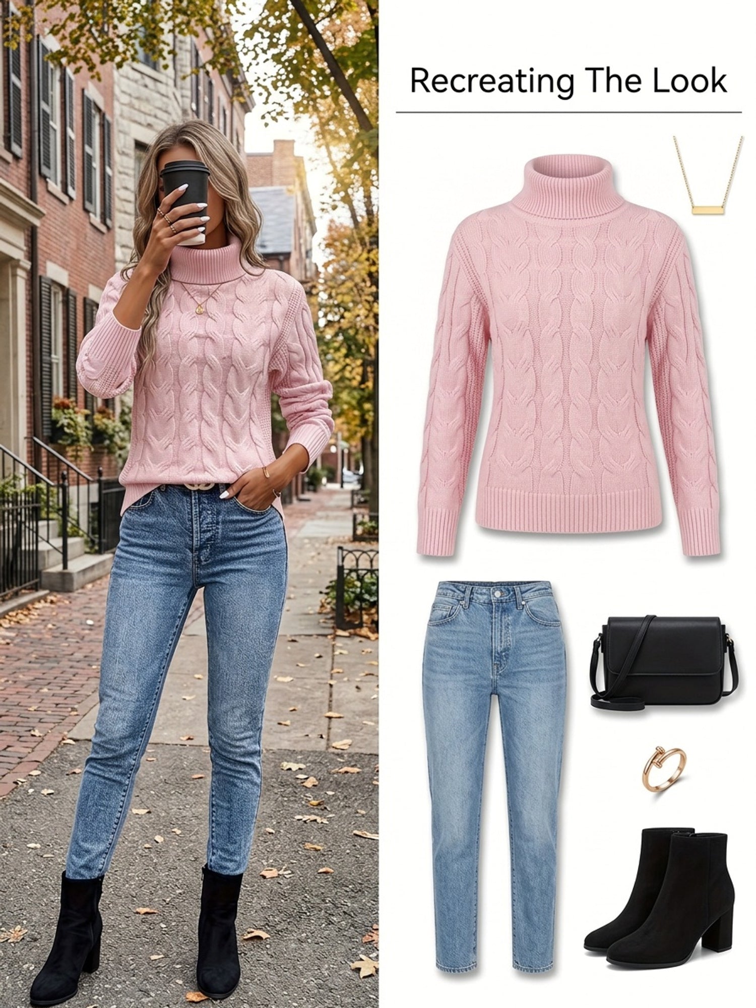Cable Knit Turtleneck Sweater – Women's Long Sleeve Pullover