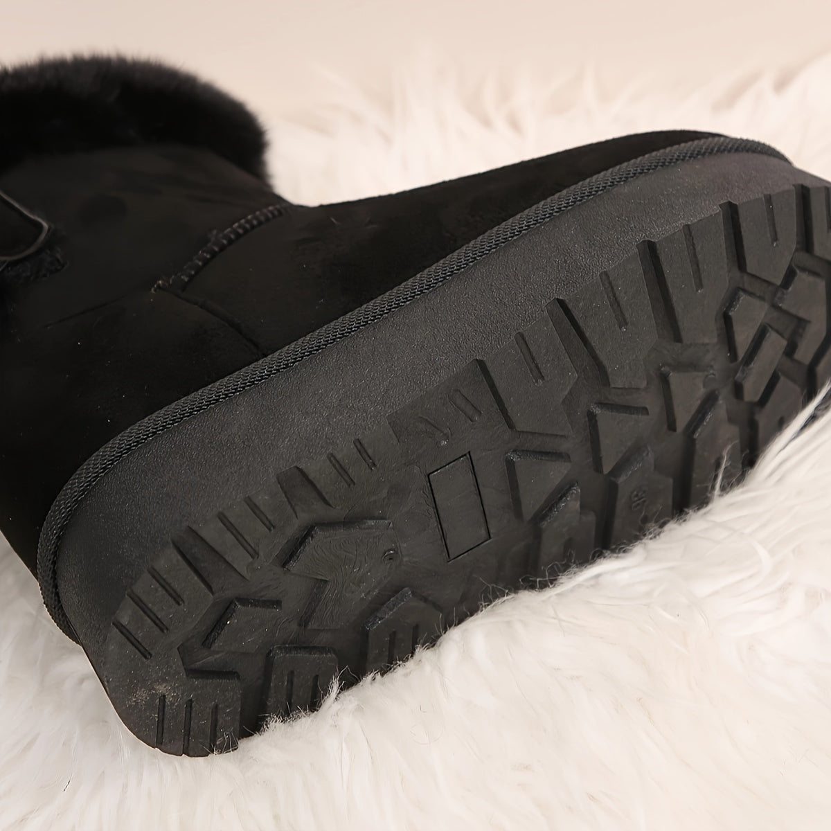Fur Trim Platform Snow Boots – Fluffy Lined Ankle Boots Women