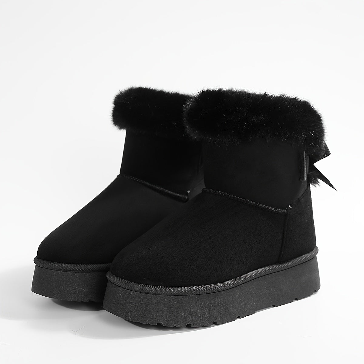 Fur Trim Platform Snow Boots – Fluffy Lined Ankle Boots Women