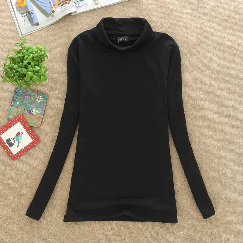 Fleece-Lined Turtleneck Top – Slim Fit Long Sleeve Winter Layer