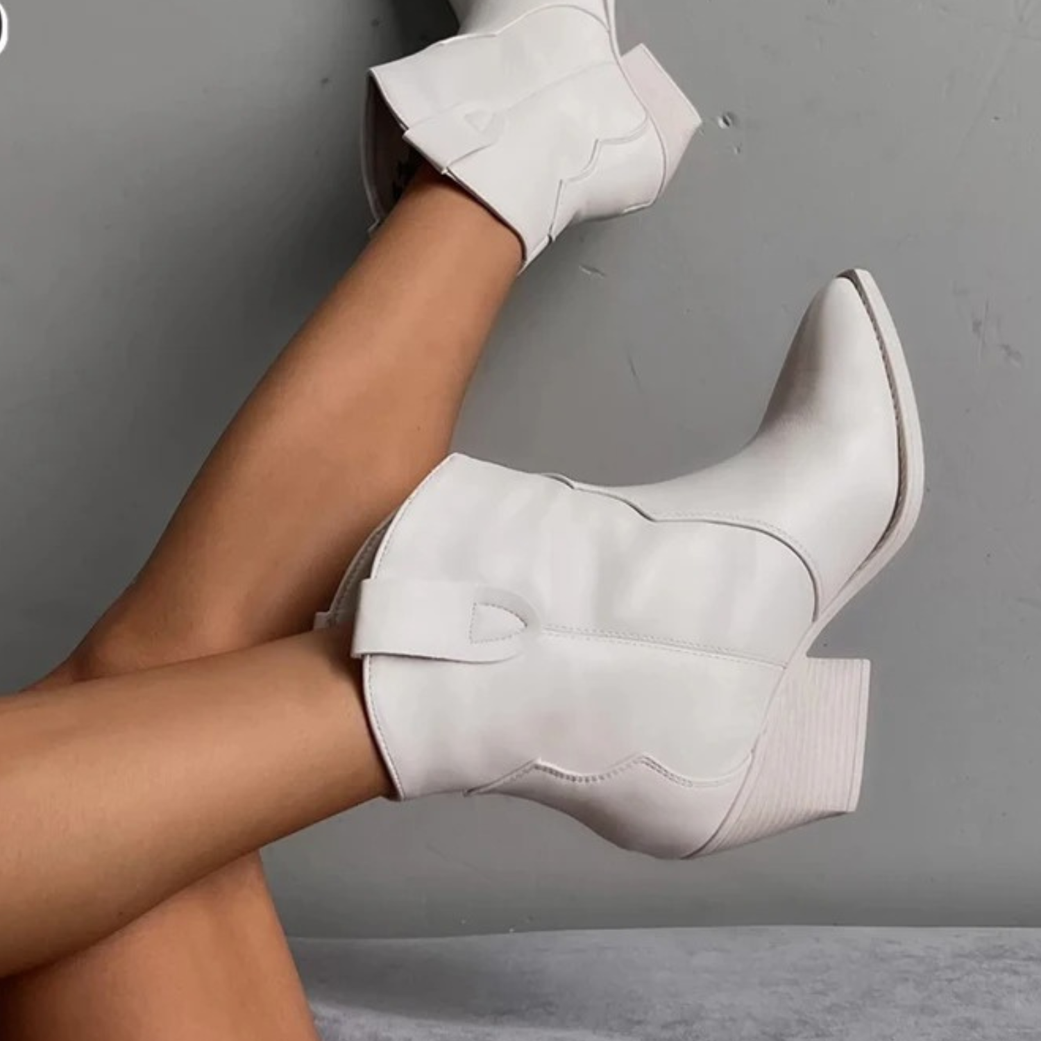 Leather Western Ankle Boots – Pointed Toe Block Heel Cowboy Booties
