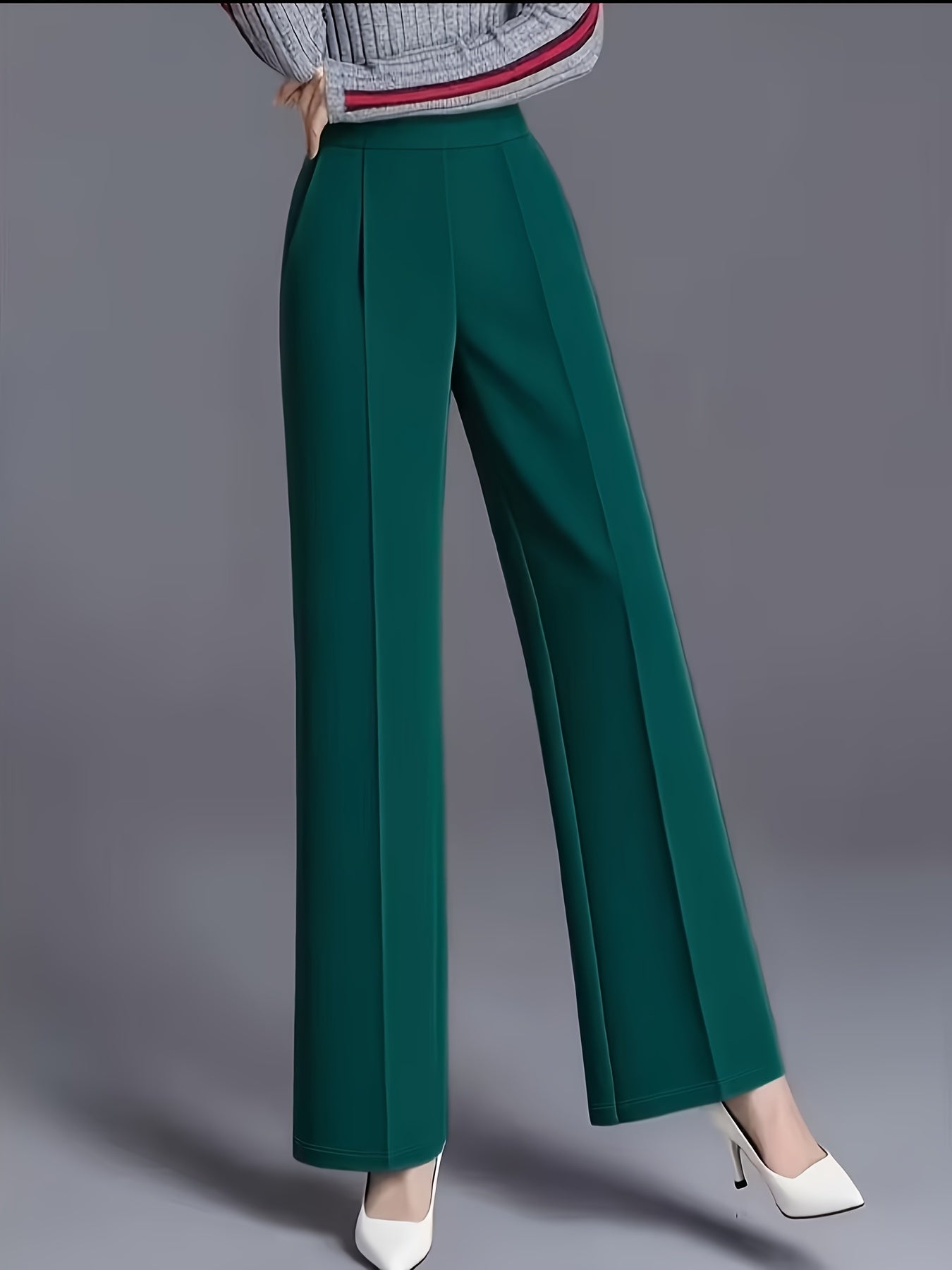 Wide-Leg Dress Pants – High-Waisted Tailored Trousers with Pockets