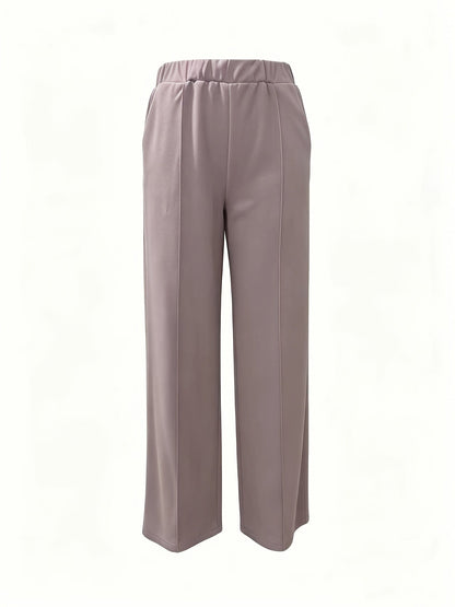 Wide-Leg Dress Pants – High-Waisted Tailored Trousers with Pockets