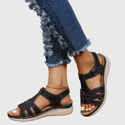 Woven Closed Toe Wedge Sandals – Velcro Ankle Strap Summer Sandals