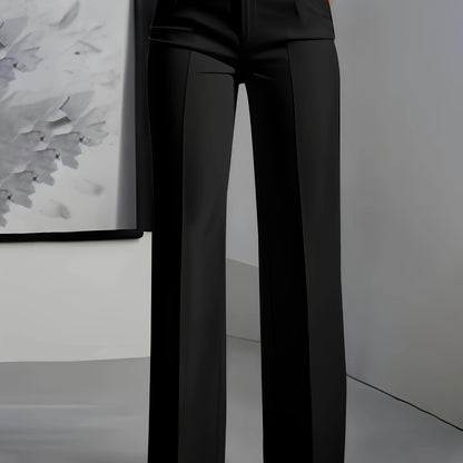 High-Waisted Wide-Leg Trousers – Tailored Creased Work Pants