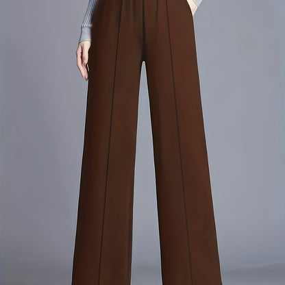 Wide-Leg Dress Pants – High-Waisted Tailored Trousers with Pockets