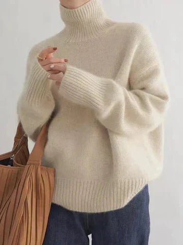 Oversized Turtleneck Knit Sweater – Women's Relaxed Pullover