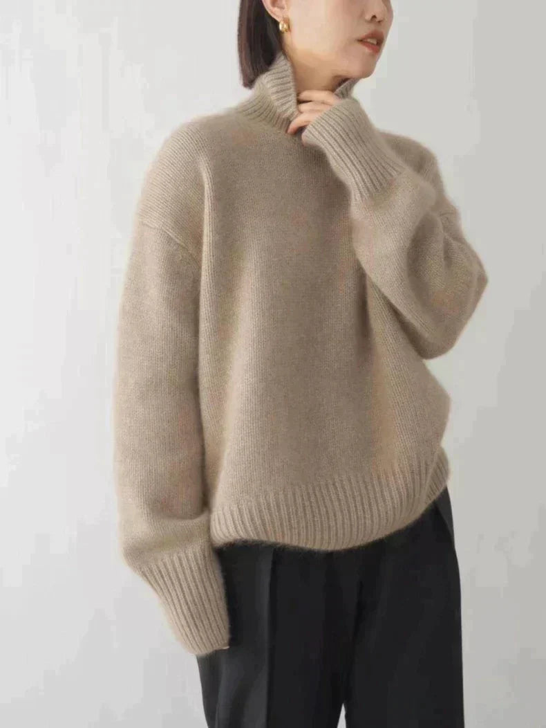Oversized Turtleneck Knit Sweater – Women's Relaxed Pullover
