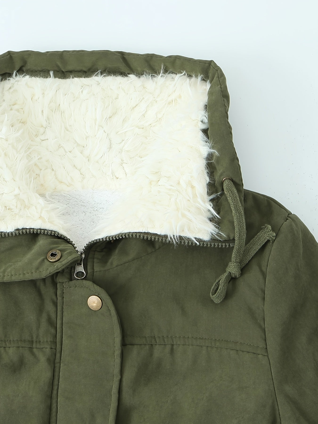 Fleece-Lined Hooded Parka – Women's Drawstring Waist Winter Coat