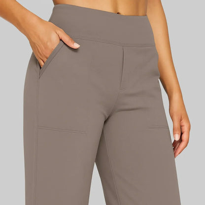 High-Waist Wide-Leg Stretch Pants – Soft Pull-On Trousers with Pockets