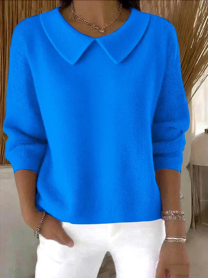 Women's Peter Pan Collar Sweater – Long Sleeve Relaxed Pullover