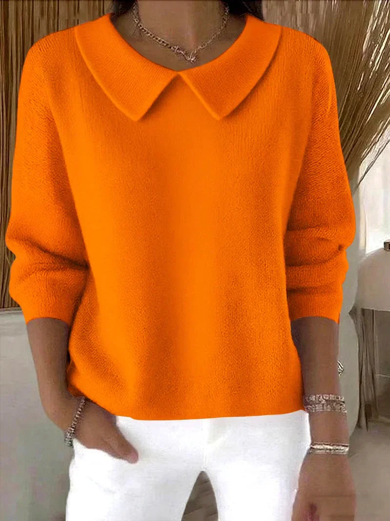 Women's Peter Pan Collar Sweater – Long Sleeve Relaxed Pullover