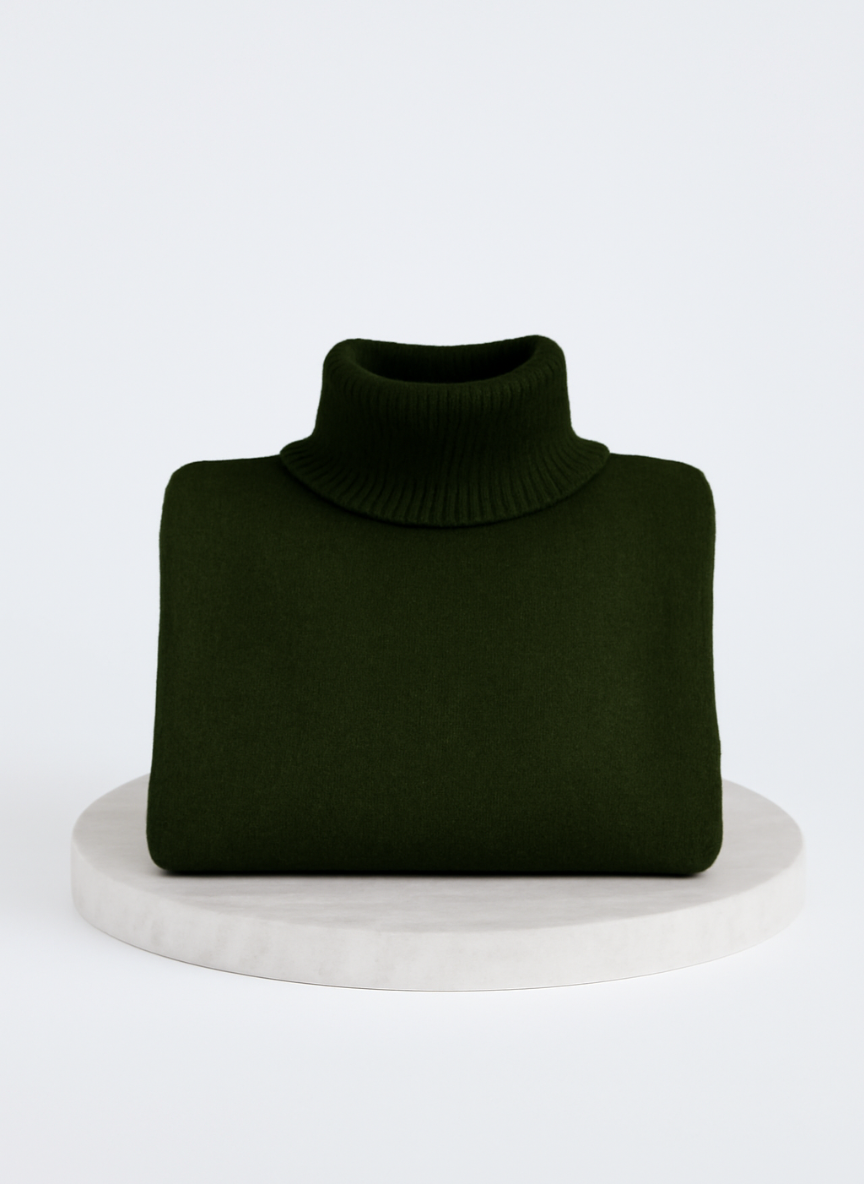 Oversized Turtleneck Sweater – Asymmetric Hem Ribbed Knit Pullover