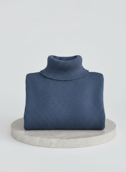 Oversized Turtleneck Sweater – Asymmetric Hem Ribbed Knit Pullover