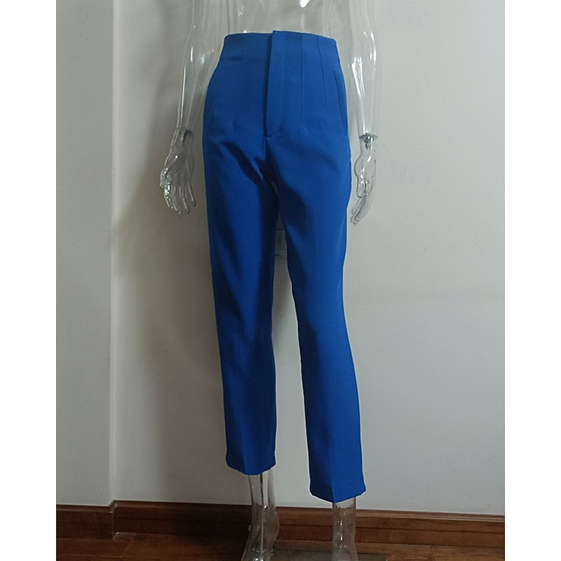 High-Waisted Pleated Straight-Leg Trousers – Tailored Work Pants