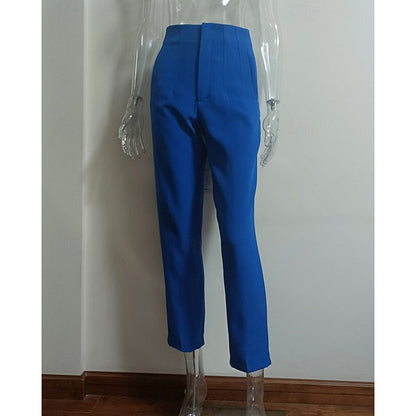 High-Waisted Pleated Straight-Leg Trousers – Tailored Work Pants