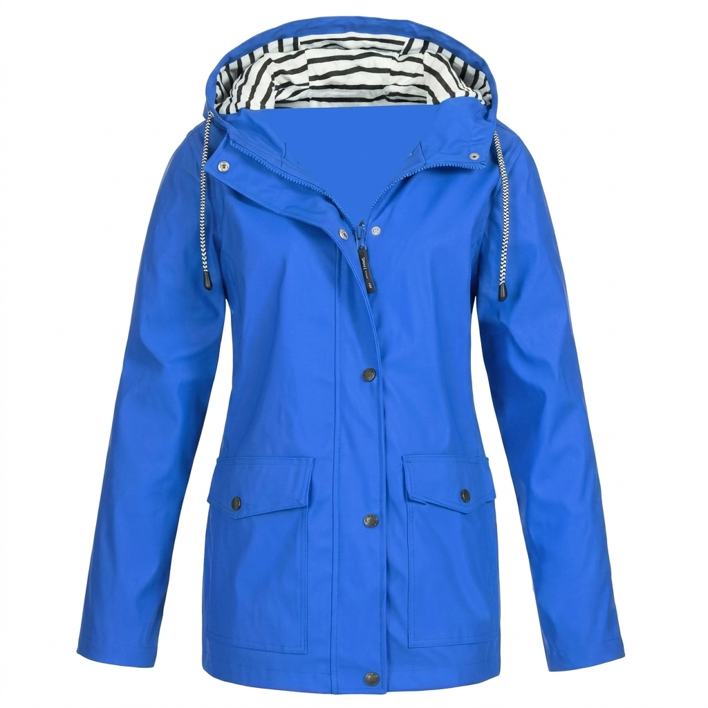 Women's Waterproof Rain Jacket with Hood – Windproof Polyester Outdoor Coat