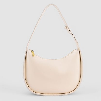 Vegan Leather Crescent Shoulder Bag – Minimalist Hobo Zipper Bag