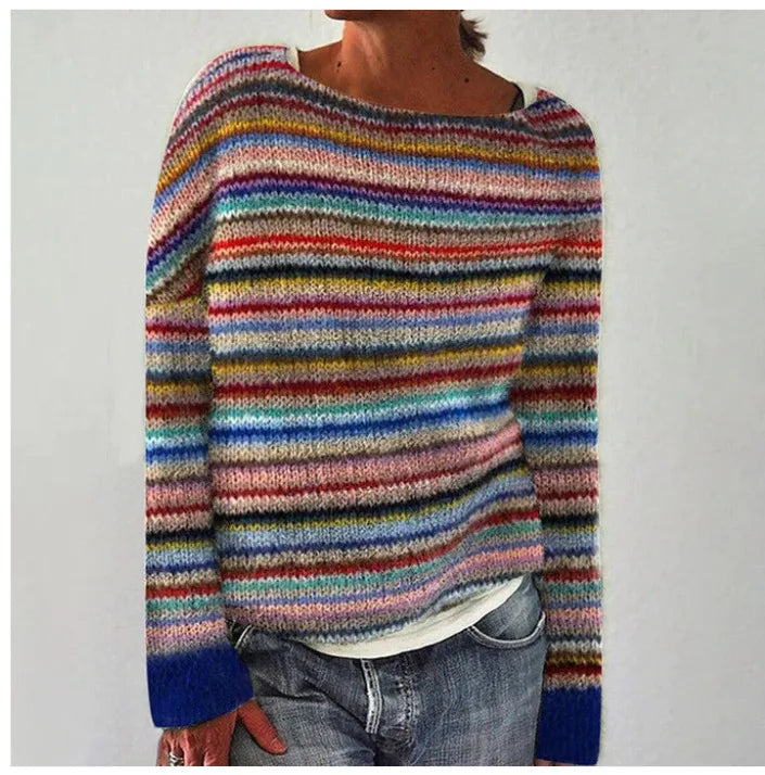 Colorwork Yoke Knit Pullover – Women's Relaxed Fit Sweater