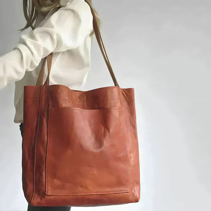 Large Leather Tote Bag – Oversized Shoulder Bag for Work and Daily Carry
