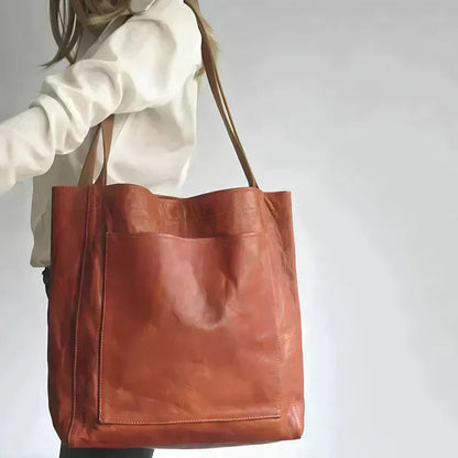 Large Leather Tote Bag – Oversized Shoulder Bag for Work and Daily Carry
