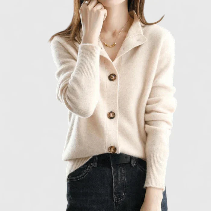 Knit Collared Cardigan – Button-Front Long Sleeve Sweater