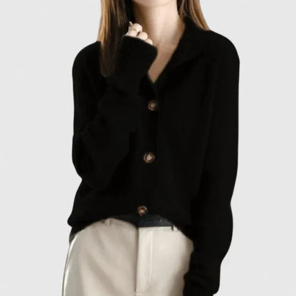 Knit Collared Cardigan – Button-Front Long Sleeve Sweater