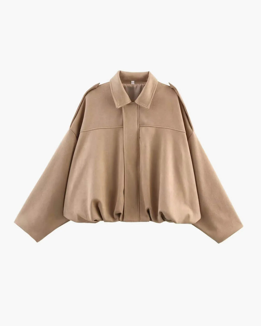 Faux Suede Bomber Jacket – Oversized Cropped Collared Outerwear