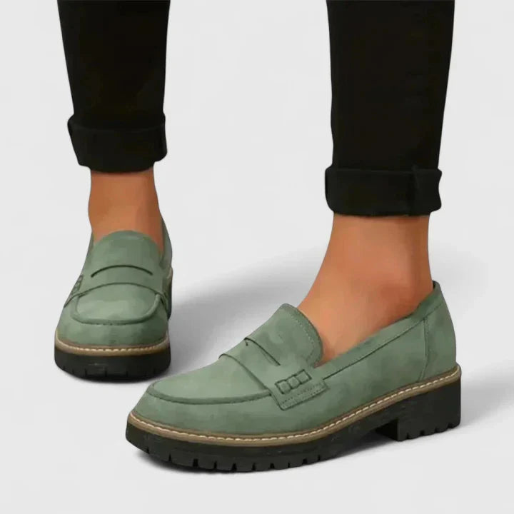 Suede Platform Penny Loafers – Chunky Lug Sole Slip-On