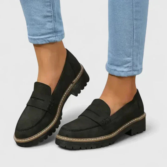 Suede Platform Penny Loafers – Chunky Lug Sole Slip-On