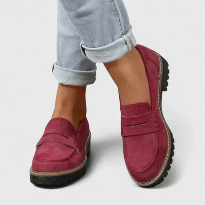 Suede Platform Penny Loafers – Chunky Lug Sole Slip-On