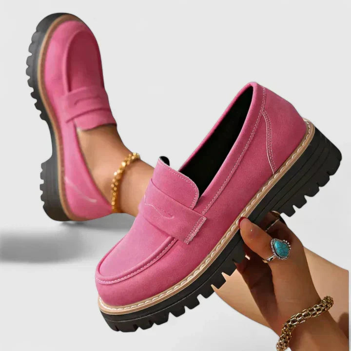 Suede Platform Penny Loafers – Chunky Lug Sole Slip-On