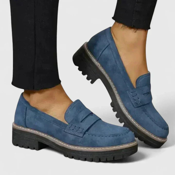 Suede Platform Penny Loafers – Chunky Lug Sole Slip-On