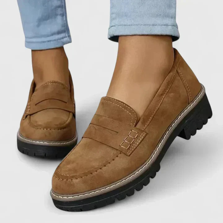 Suede Platform Penny Loafers – Chunky Lug Sole Slip-On