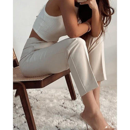 High-Waisted Pleated Straight-Leg Trousers – Tailored Work Pants
