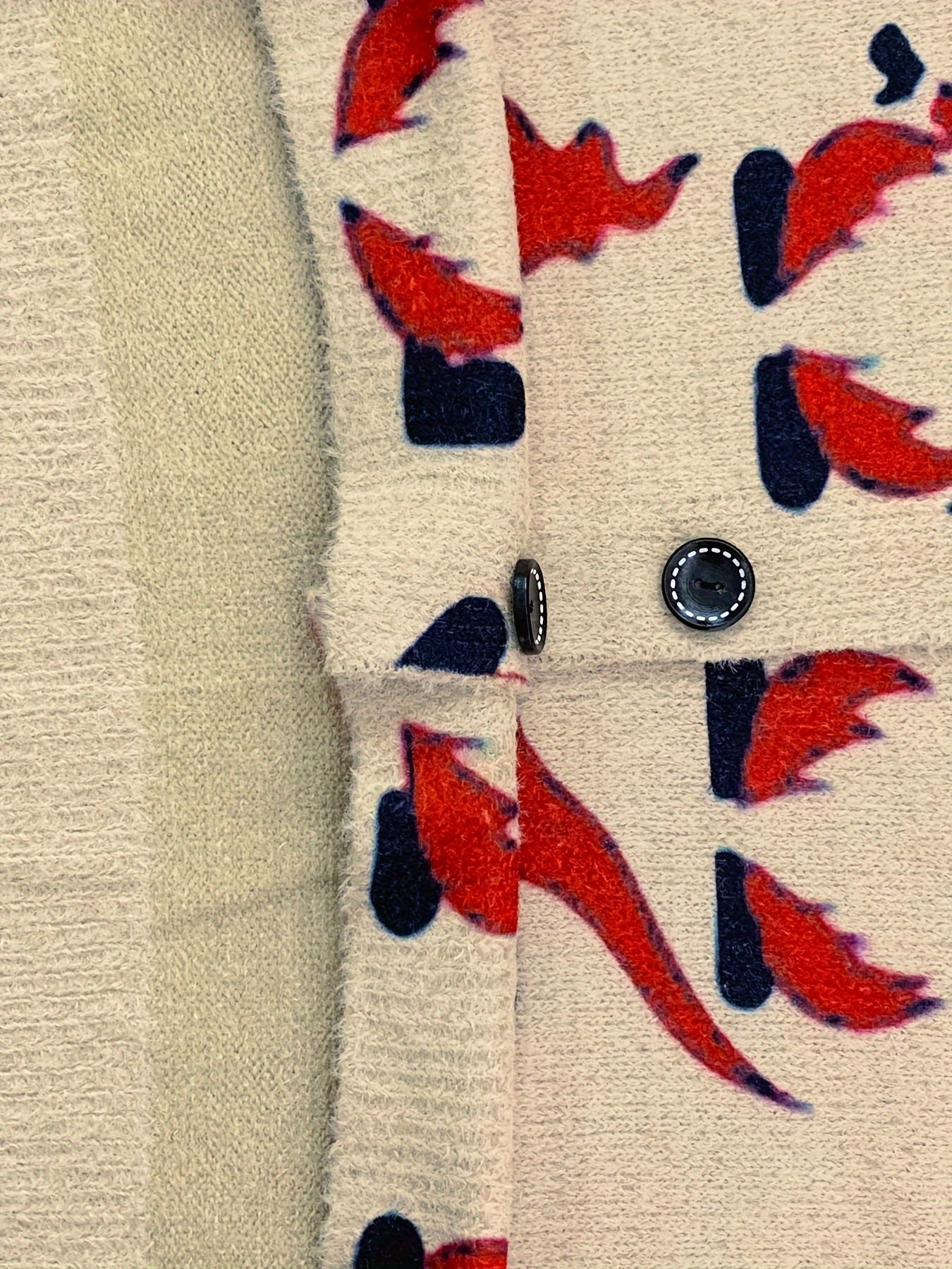 Christmas Gnome Print Cardigan – V-Neck Button-Front Long Sleeve