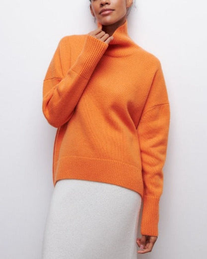 Oversized Turtleneck Poncho Sweater – Ribbed Knit Batwing Pullover