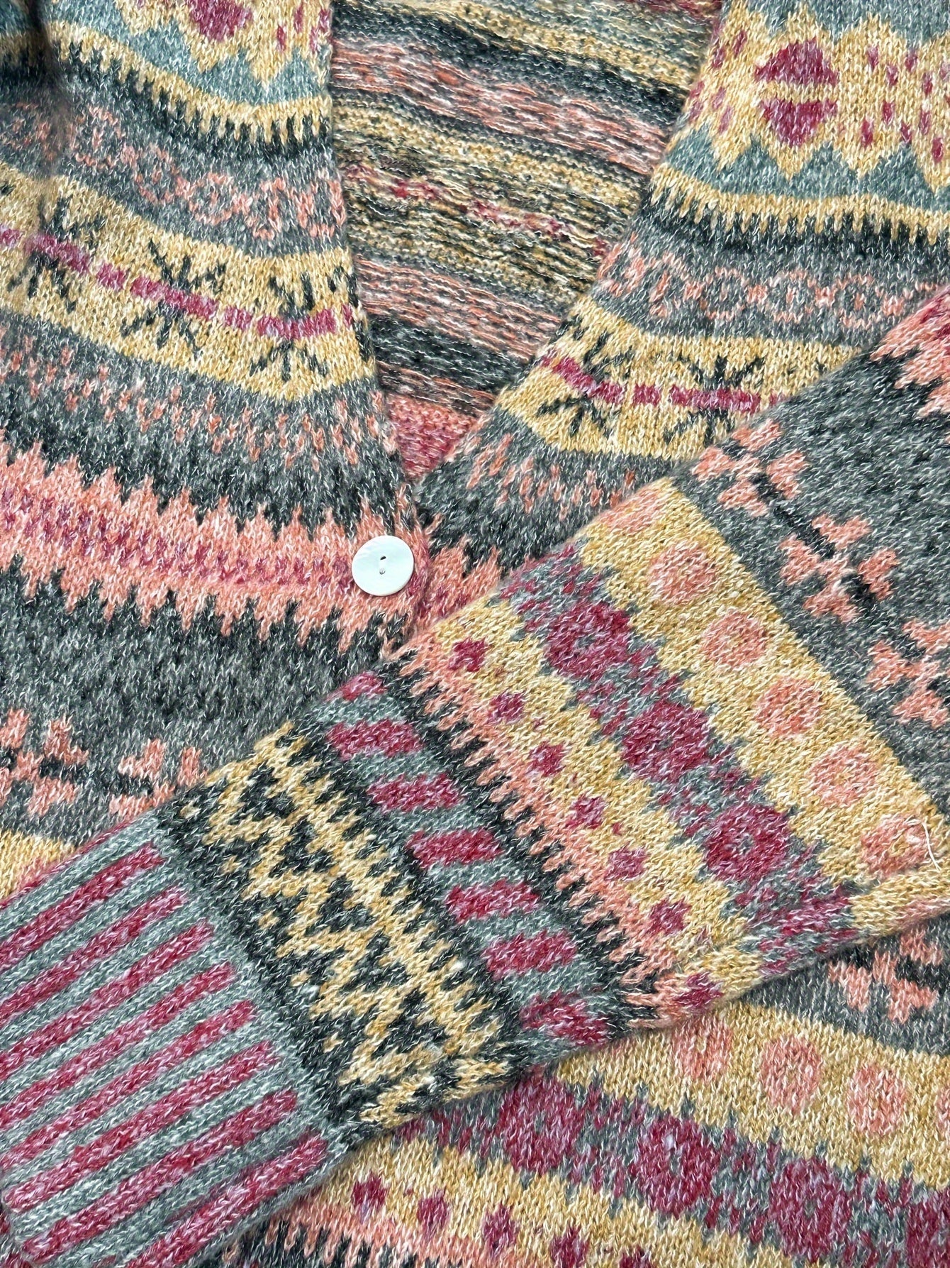 Fair Isle Knit Cardigan – Women's Button-Front V-Neck Sweater