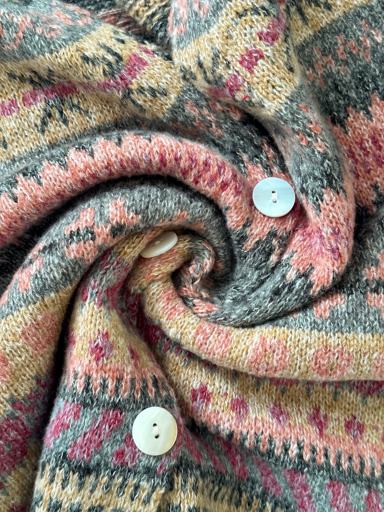 Fair Isle Knit Cardigan – Women's Button-Front V-Neck Sweater