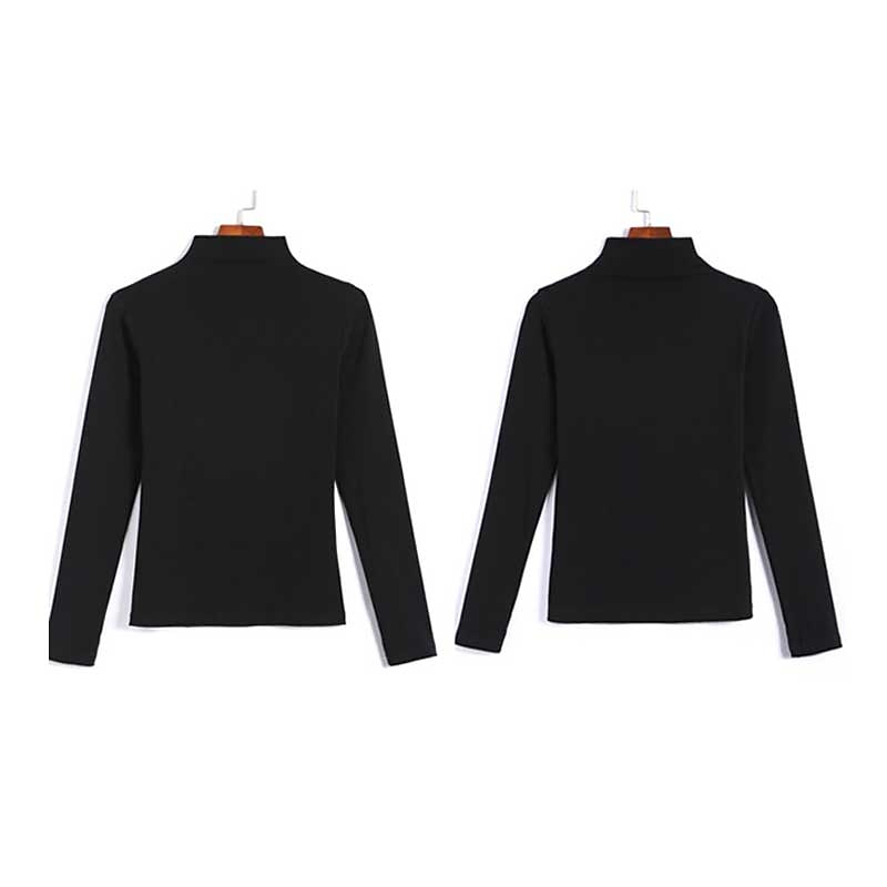 Fleece-Lined Turtleneck Top – Slim Fit Long Sleeve Winter Layer
