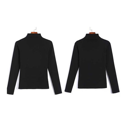 Fleece-Lined Turtleneck Top – Slim Fit Long Sleeve Winter Layer