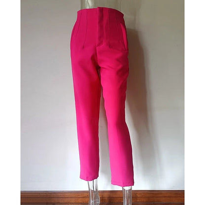 High-Waisted Pleated Straight-Leg Trousers – Tailored Work Pants